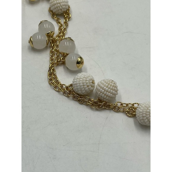 J. Crew Gold Tone White Beaded Beads and Whitish Orb Long Necklace New - Picture 12 of 12